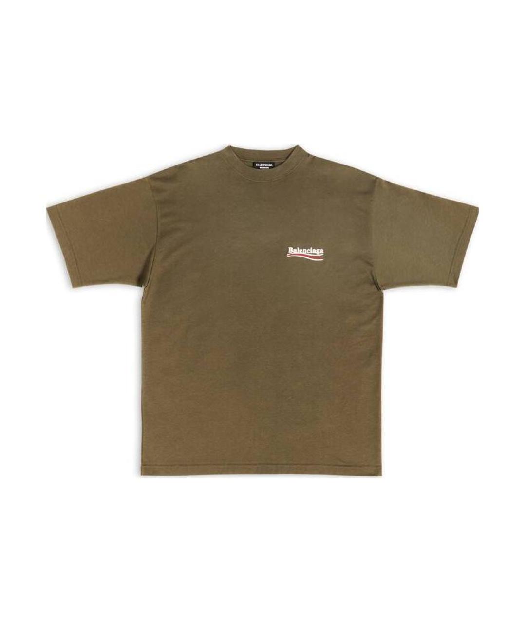 BALENCIAGA Хаки футболка, фото 1