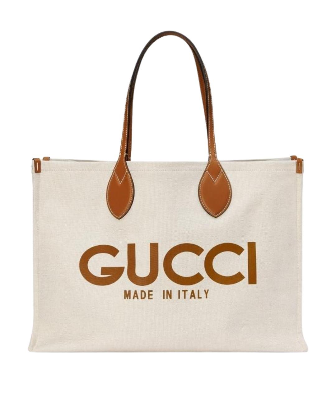GUCCI Бежевая хлопковая сумка через плечо, фото 1