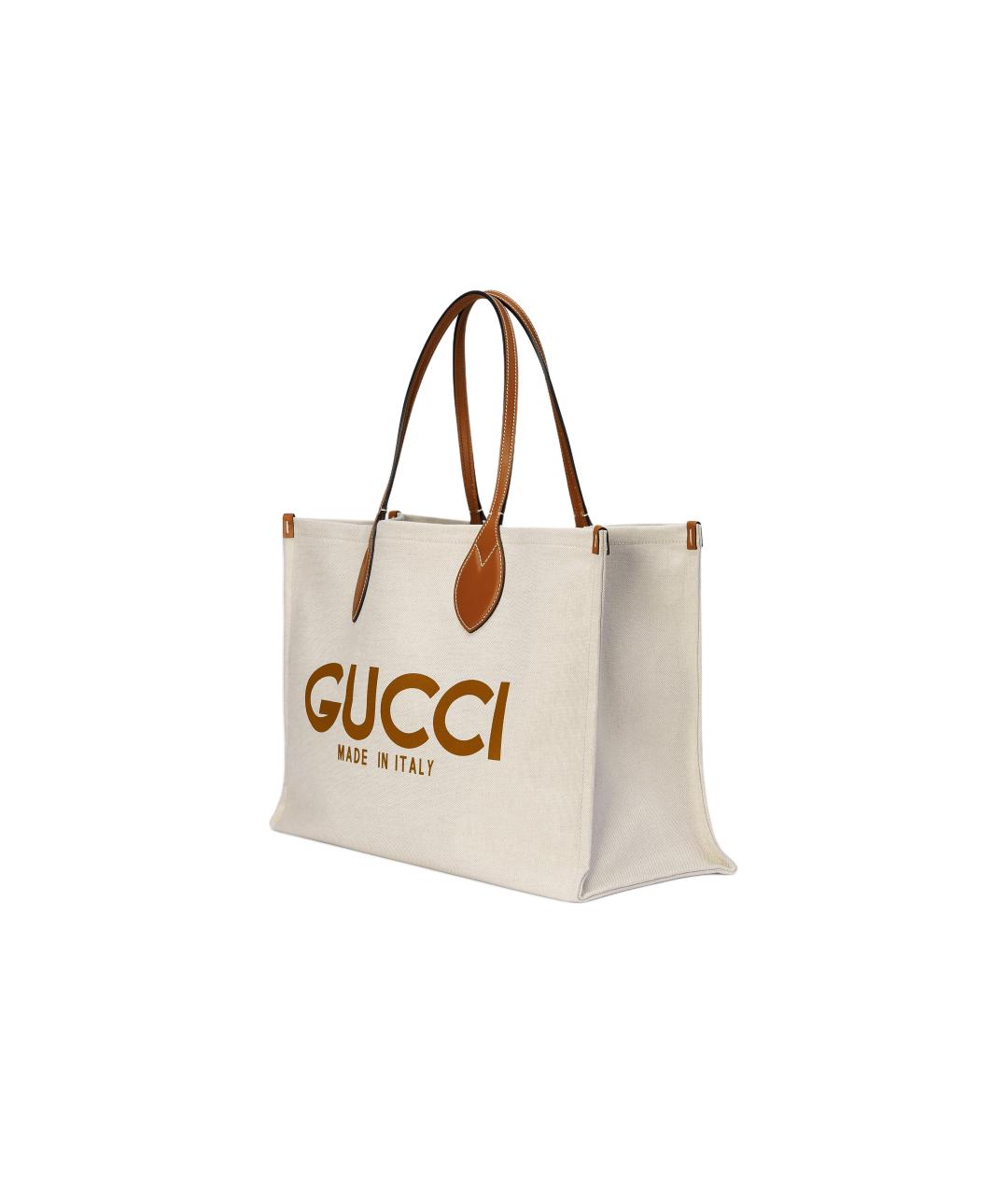 GUCCI Бежевая хлопковая сумка через плечо, фото 2