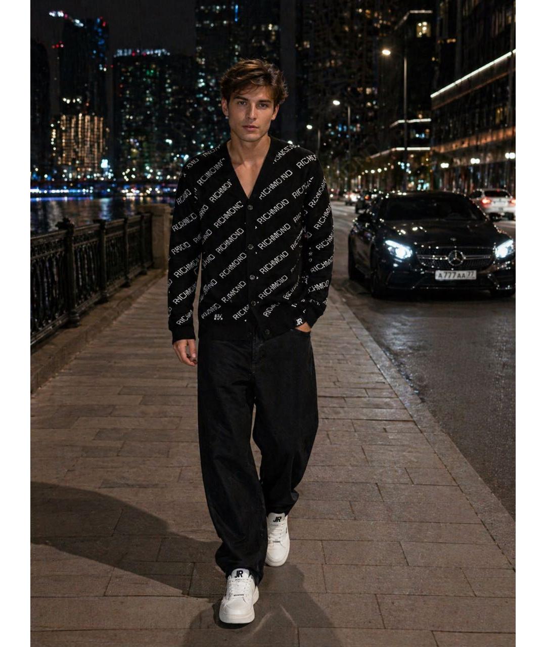 JOHN RICHMOND Черный вискозный кардиган, фото 2