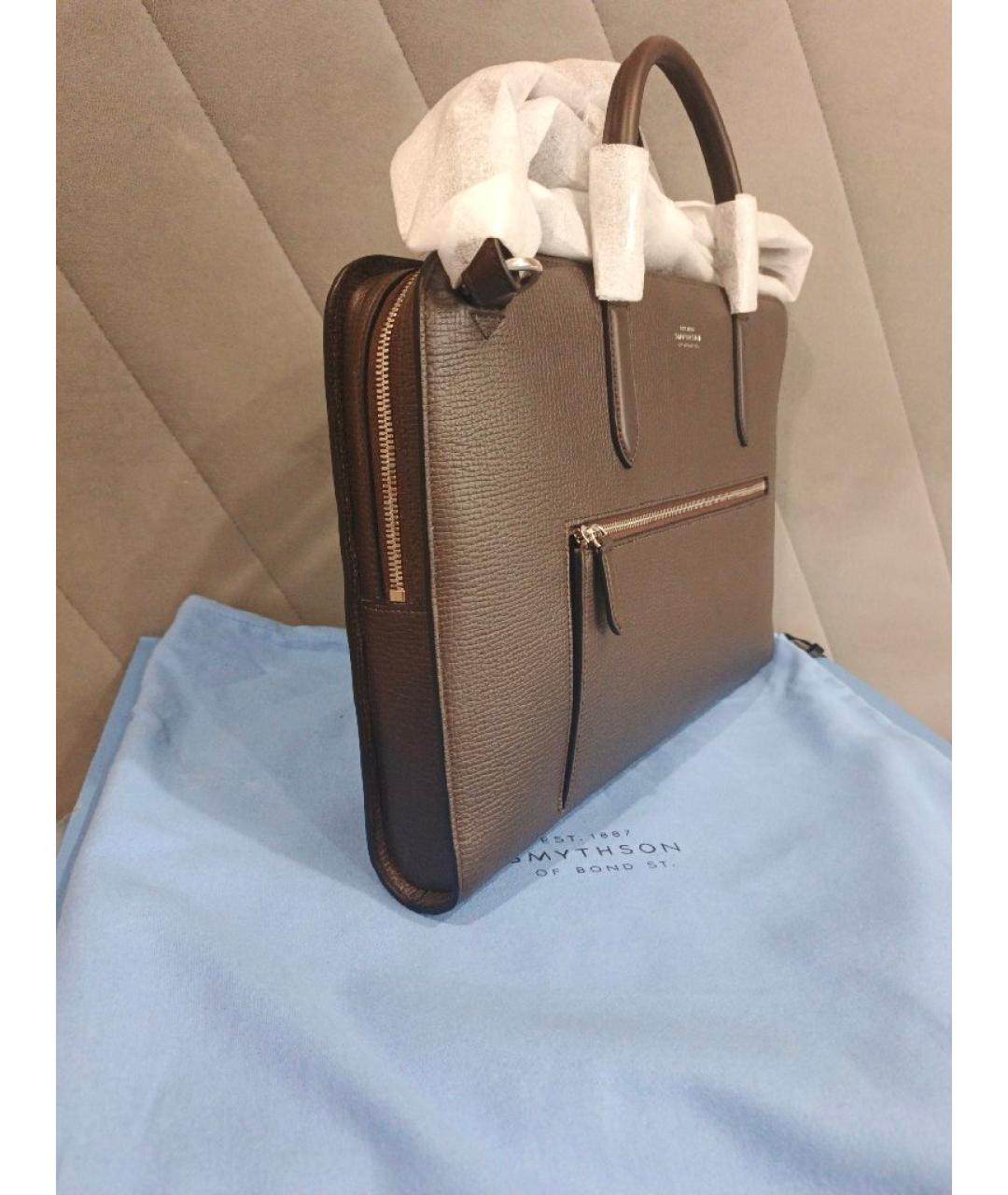SMYTHSON Коричневый кожаный портфель, фото 2