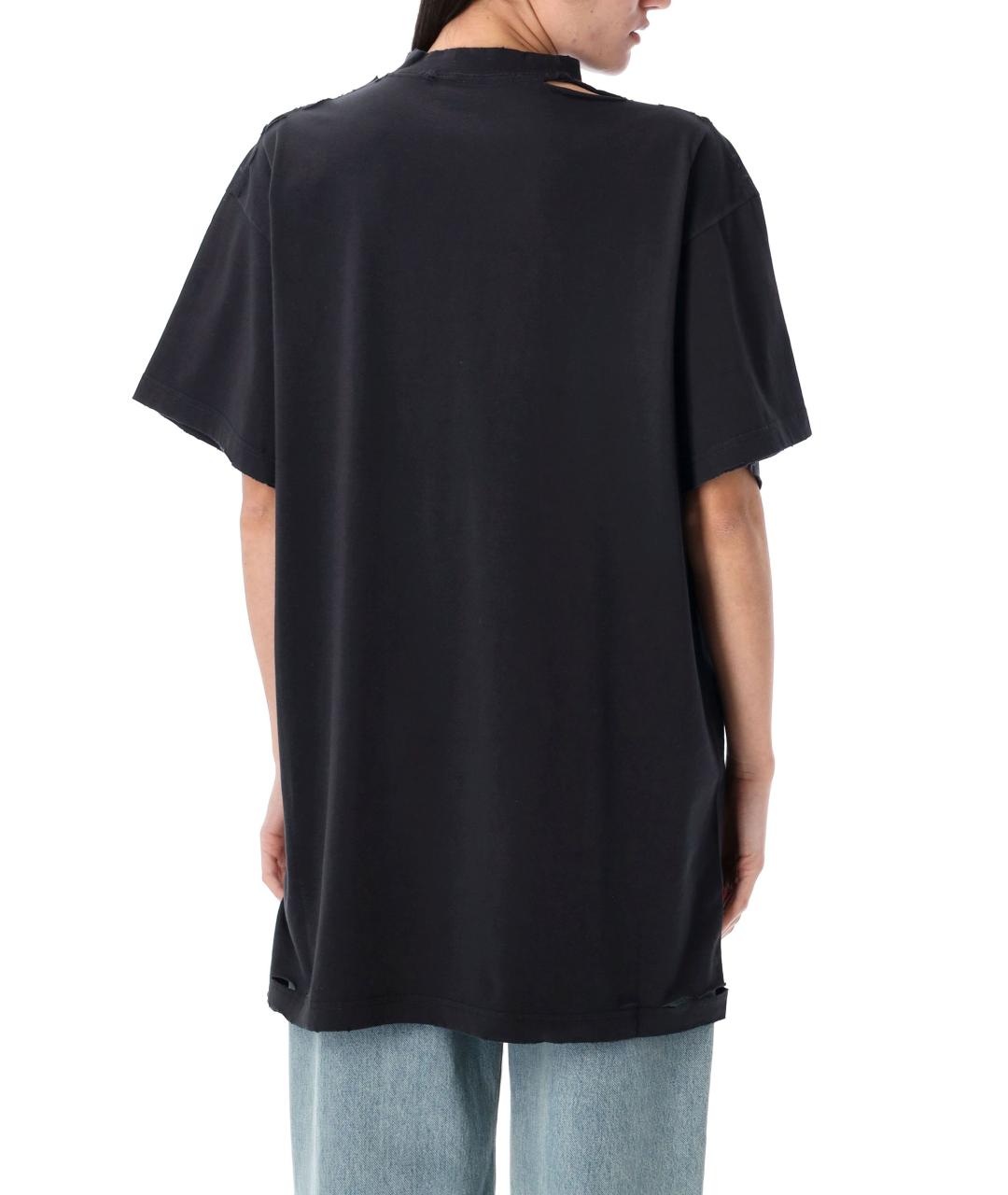 BALENCIAGA Черная хлопковая футболка, фото 2