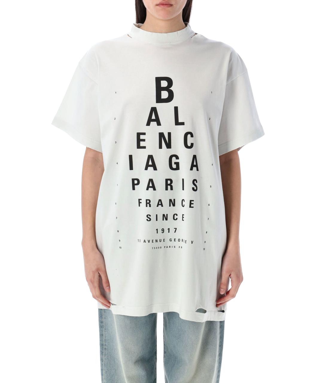 BALENCIAGA Белая хлопковая футболка, фото 1