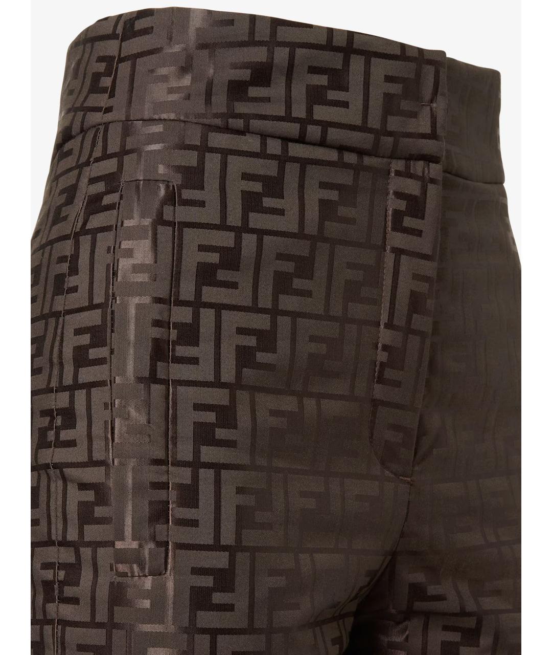 FENDI Коричневые хлопковые прямые брюки, фото 4
