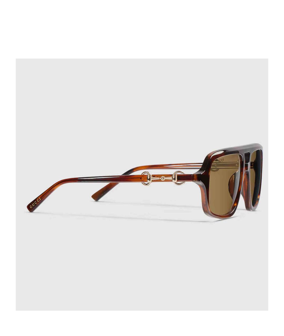 GUCCI Коричневые пластиковые солнцезащитные очки, фото 4