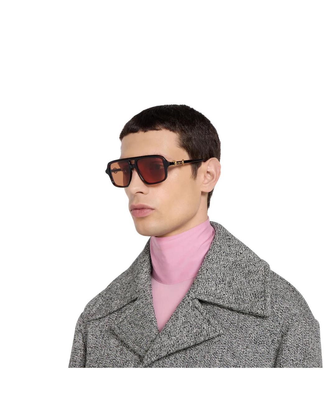 GUCCI Коричневые пластиковые солнцезащитные очки, фото 3