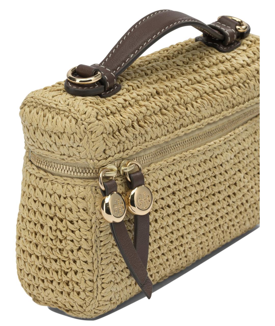 TORY BURCH Бежевая синтетическая сумка с короткими ручками, фото 4
