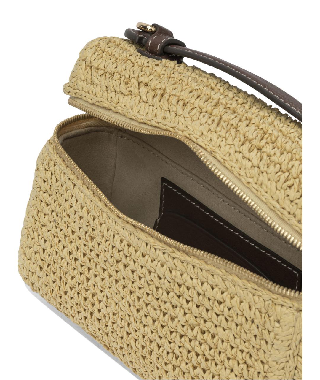 TORY BURCH Бежевая синтетическая сумка с короткими ручками, фото 5