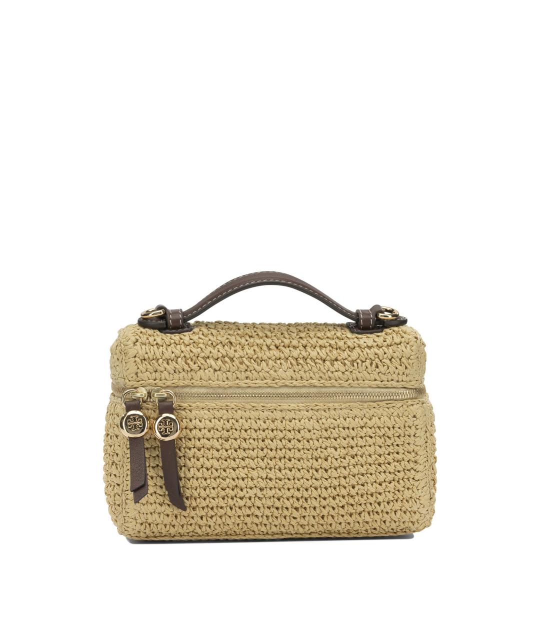 TORY BURCH Бежевая синтетическая сумка с короткими ручками, фото 1