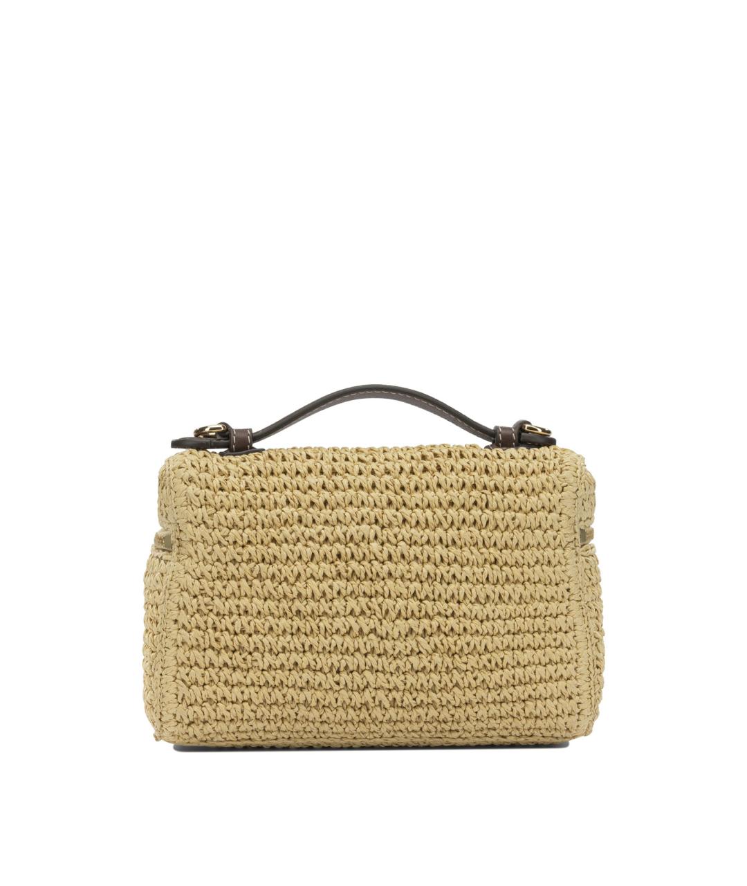 TORY BURCH Бежевая синтетическая сумка с короткими ручками, фото 3