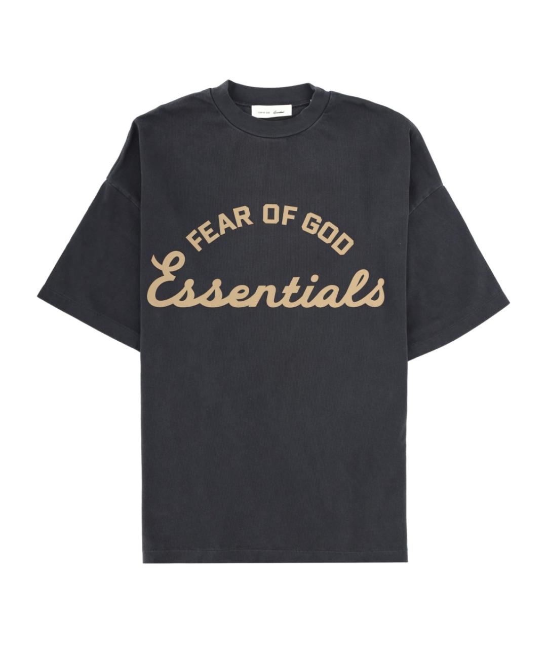 FEAR OF GOD ESSENTIALS Антрацитовая хлопковая футболка, фото 1