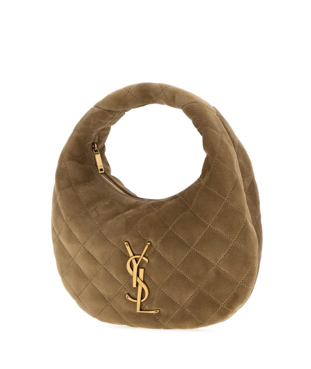SAINT LAURENT Хаки замшевая сумка через плечо, фото 2