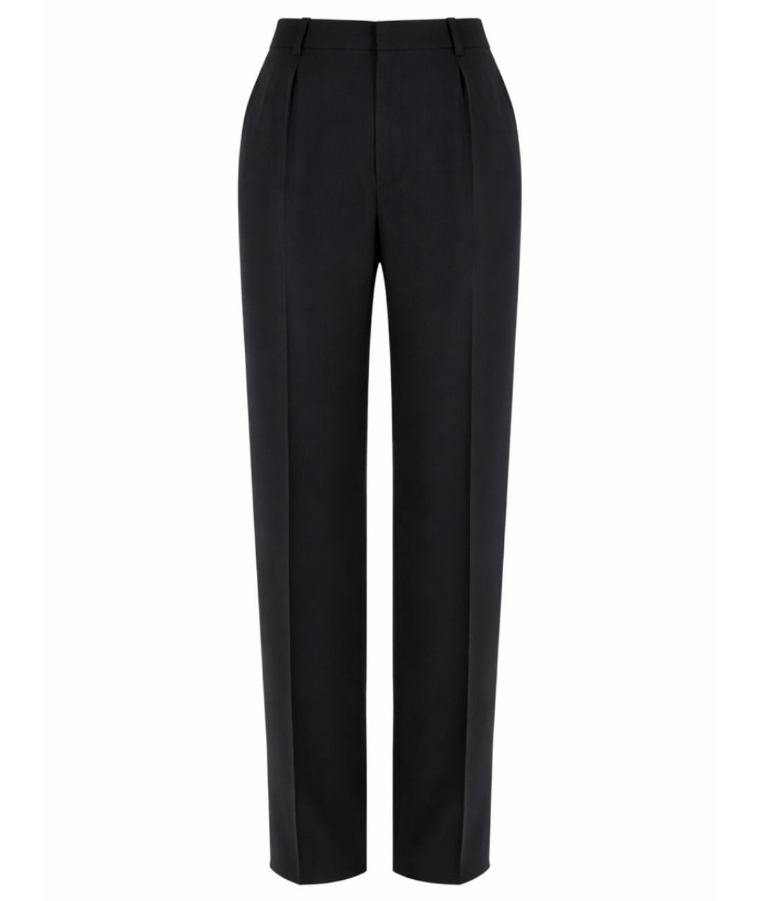 SAINT LAURENT Черные хлопковые прямые брюки, фото 1