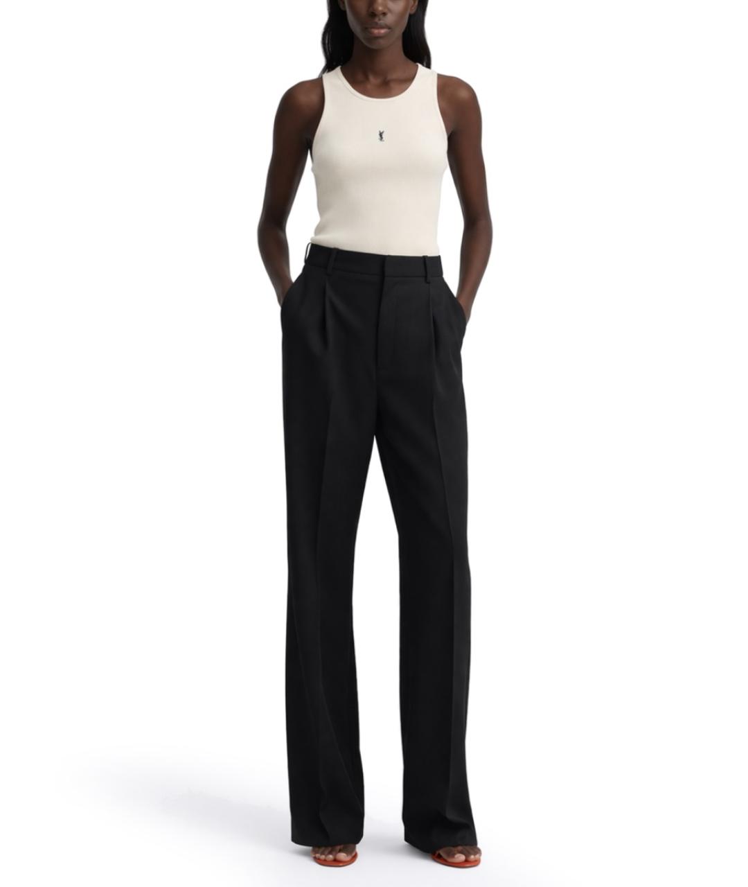 SAINT LAURENT Черные хлопковые прямые брюки, фото 2