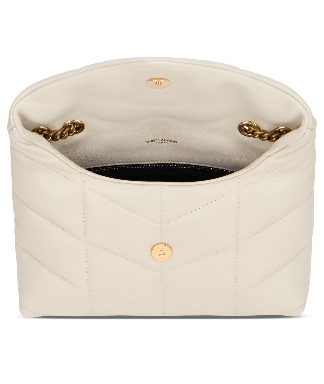 SAINT LAURENT Белая кожаная сумка через плечо, фото 5