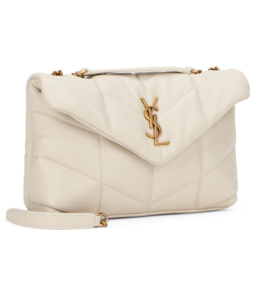 SAINT LAURENT Белая кожаная сумка через плечо, фото 3