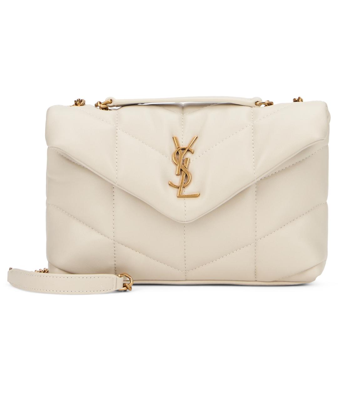 SAINT LAURENT Белая кожаная сумка через плечо, фото 2