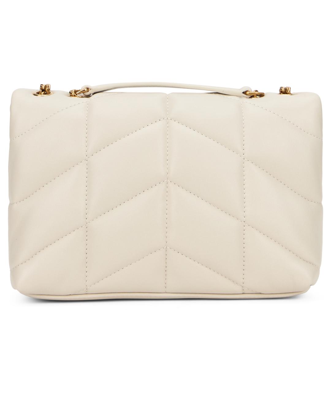 SAINT LAURENT Белая кожаная сумка через плечо, фото 4