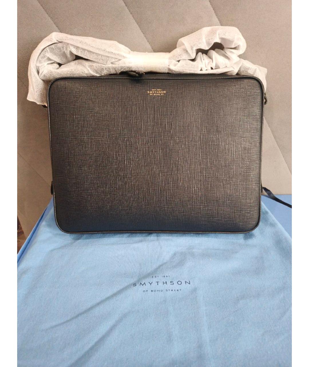 SMYTHSON Темно-синяя кожаная сумка на плечо, фото 5
