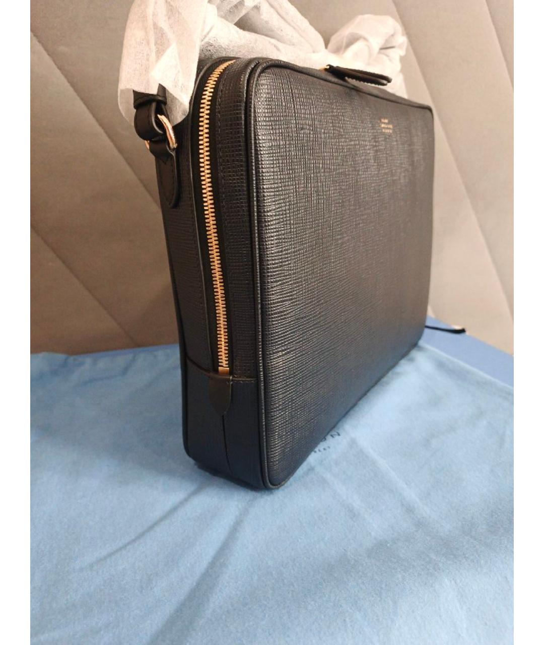 SMYTHSON Темно-синяя кожаная сумка на плечо, фото 2