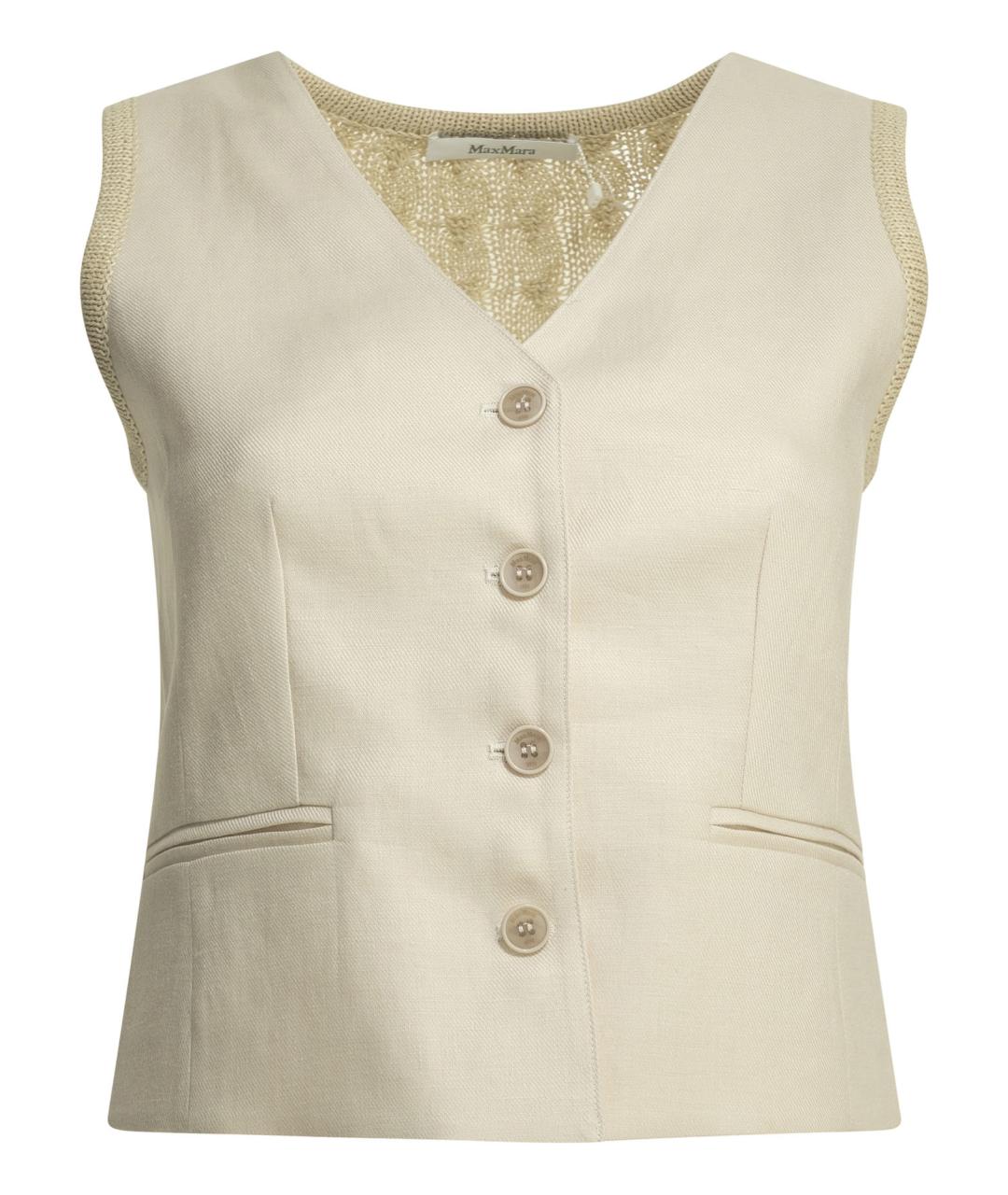 MAX MARA Бежевая льняная жилетка, фото 1