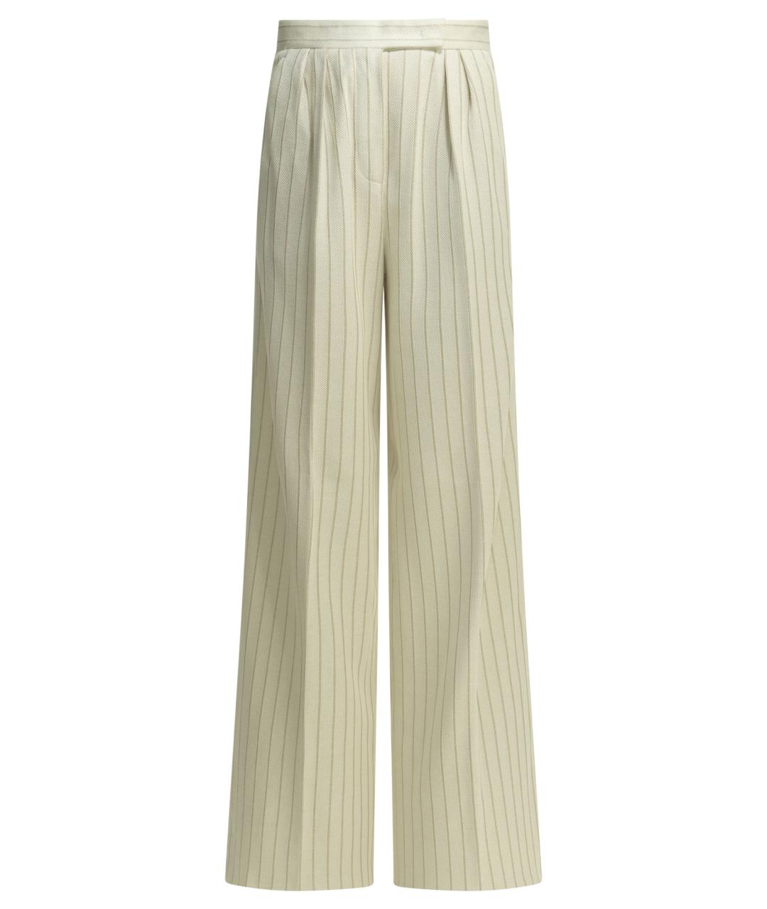 MAX MARA Белые хлопковые прямые брюки, фото 1
