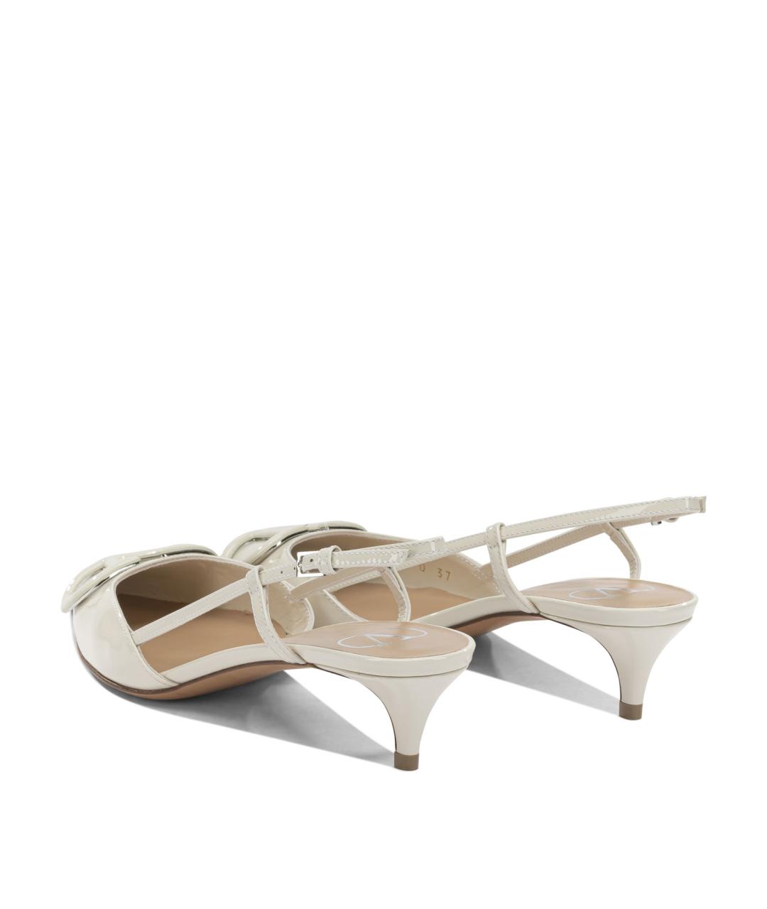 VALENTINO Белые кожаные лодочки на низком каблуке, фото 2