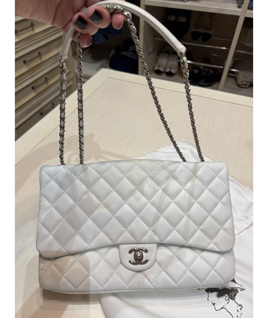 CHANEL Белая кожаная сумка тоут, фото 8