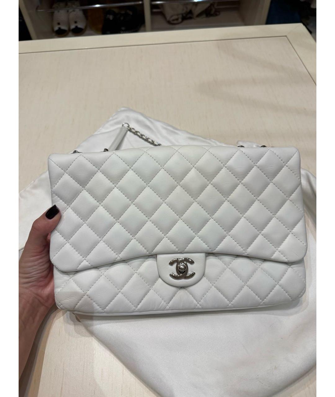 CHANEL Белая кожаная сумка тоут, фото 5