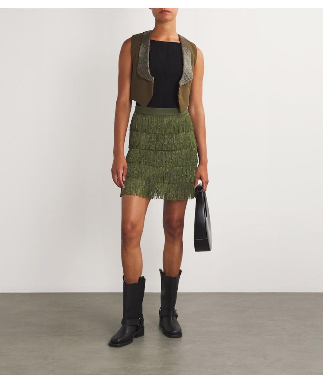 SPORTMAX Хаки юбка мини, фото 2