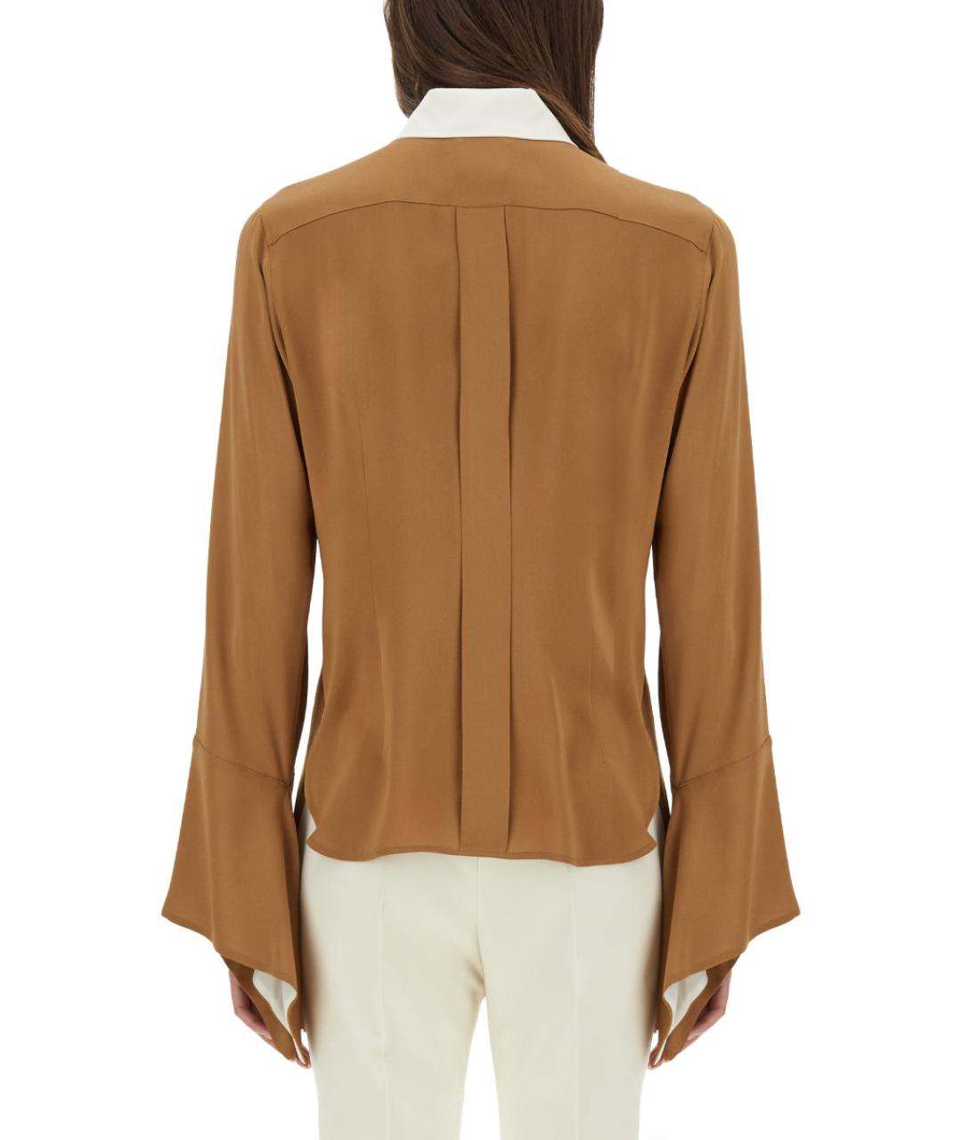 MAX MARA Коричневая шелковая рубашка, фото 4