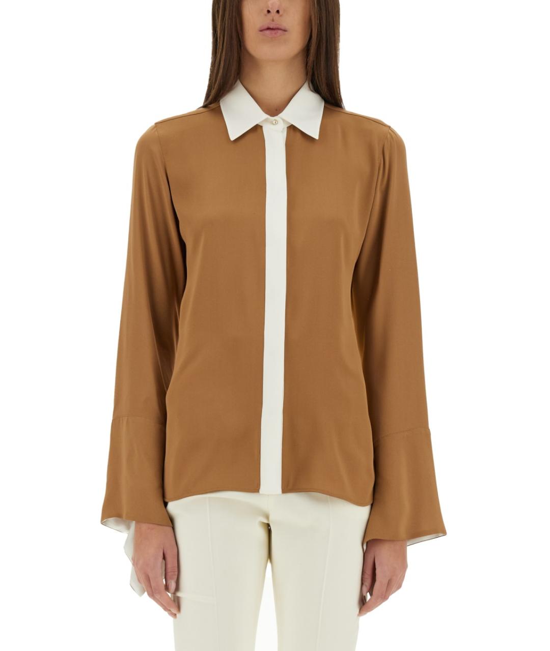 MAX MARA Коричневая шелковая рубашка, фото 1
