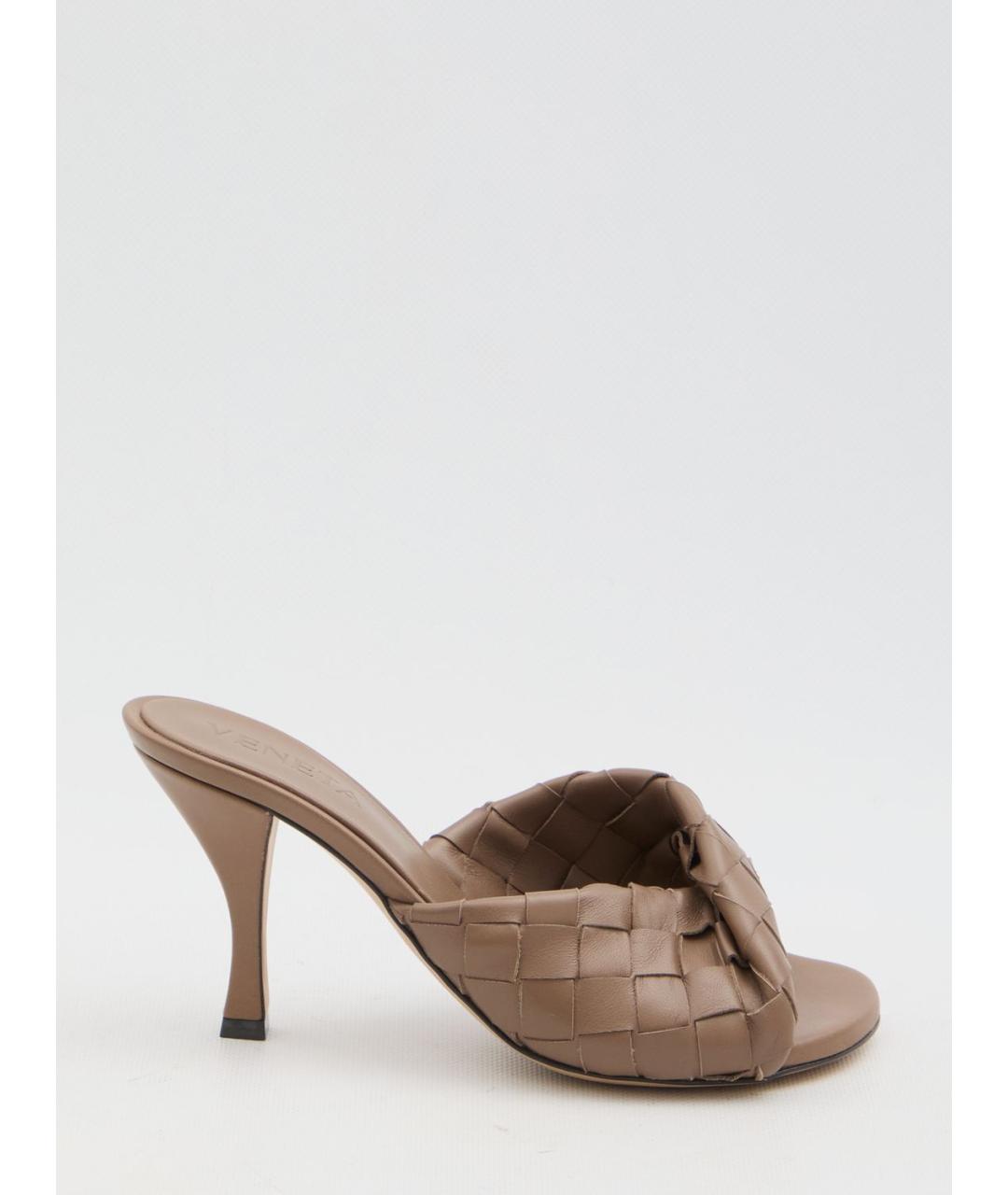 BOTTEGA VENETA Бежевые кожаные мюли, фото 6