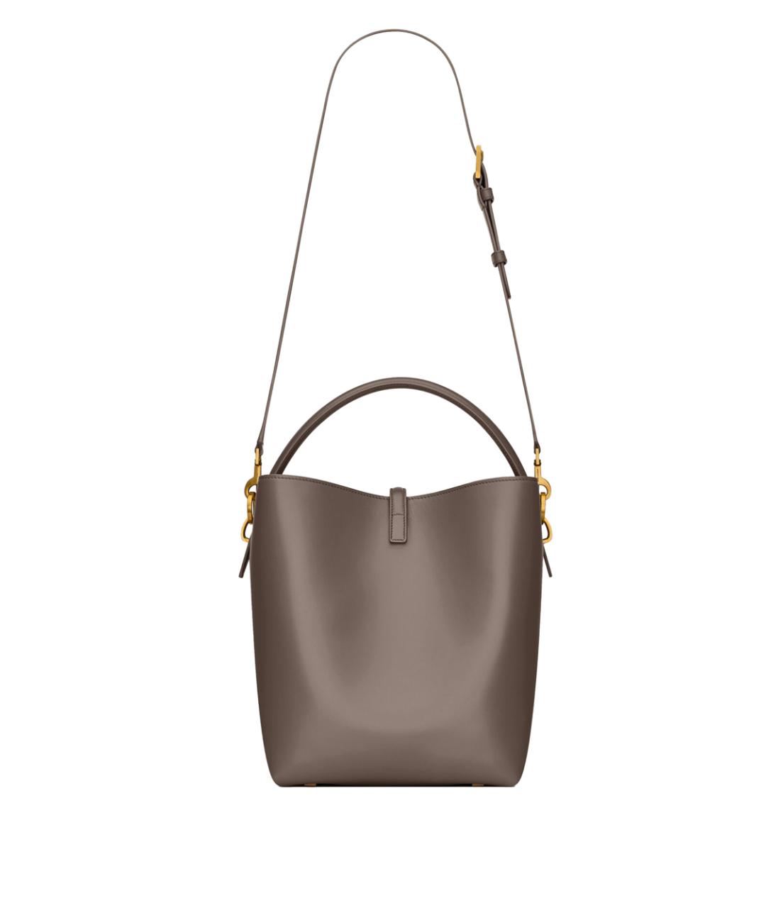 SAINT LAURENT Серая кожаная сумка через плечо, фото 3