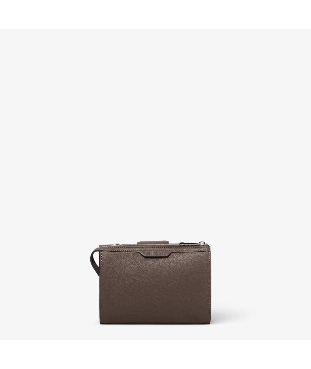 FENDI Коричневая кожаная сумка через плечо, фото 3