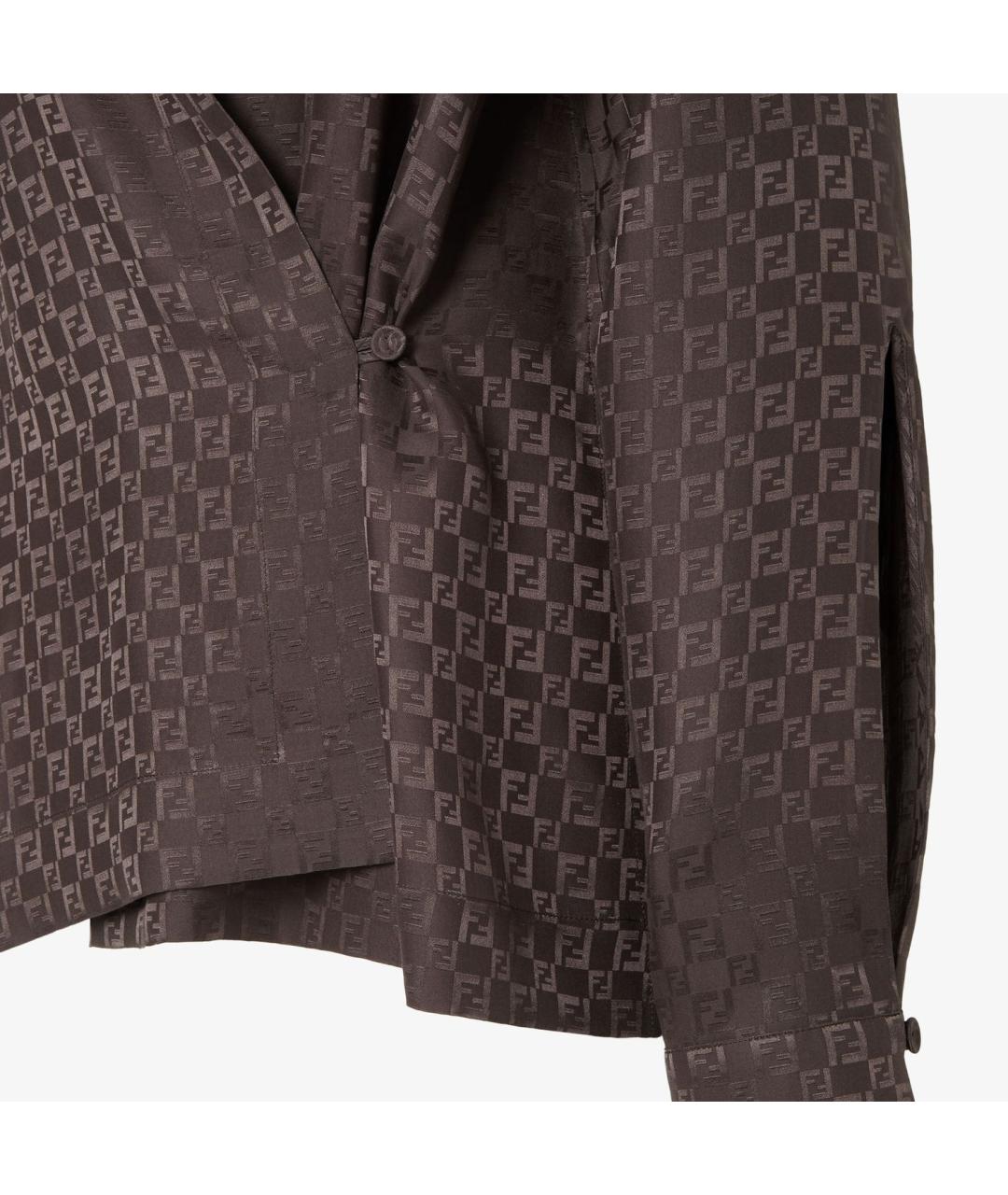 FENDI Коричневая шелковая рубашка, фото 3