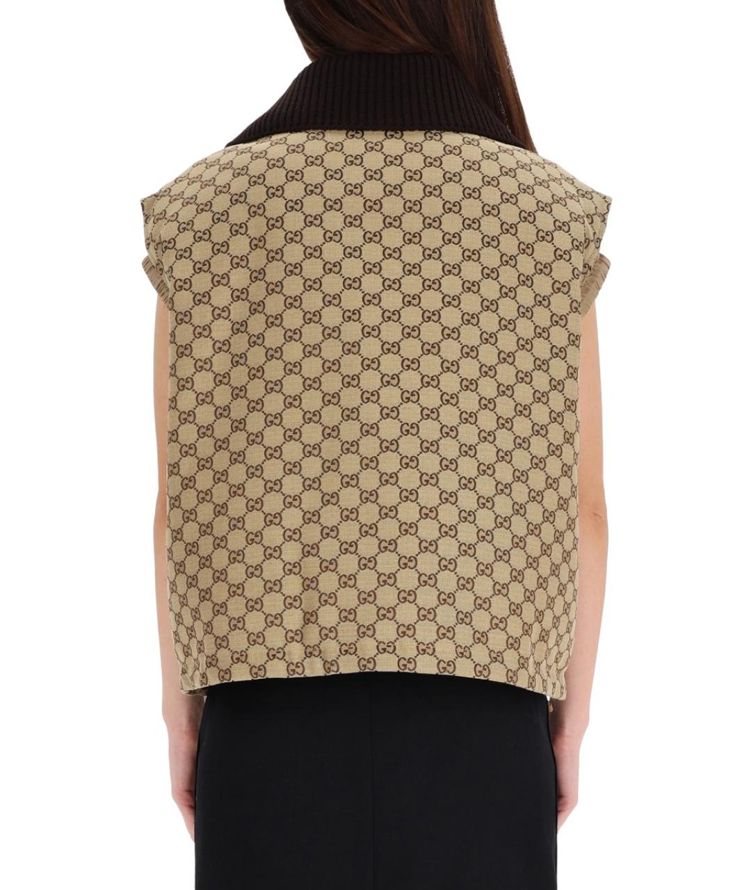 GUCCI Бежевый полиэстеровый жилет, фото 4