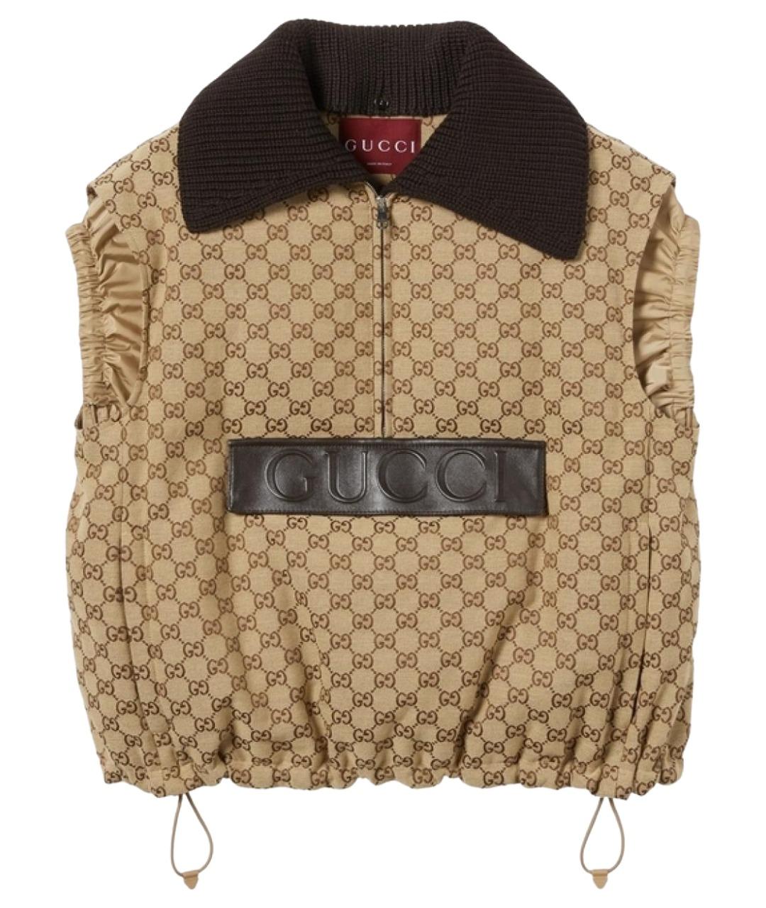 GUCCI Бежевый полиэстеровый жилет, фото 1