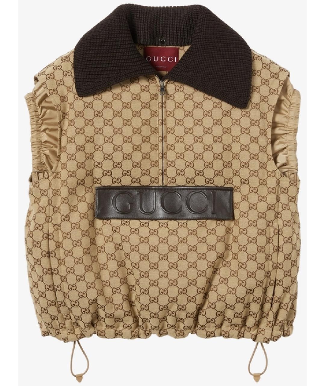 GUCCI Бежевый полиэстеровый жилет, фото 5