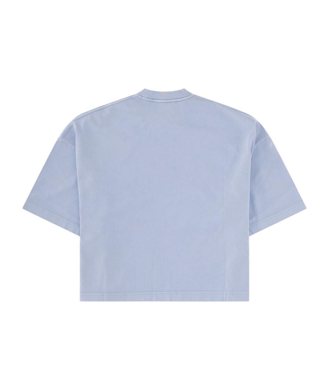 JACQUEMUS Голубая хлопковая футболка, фото 3