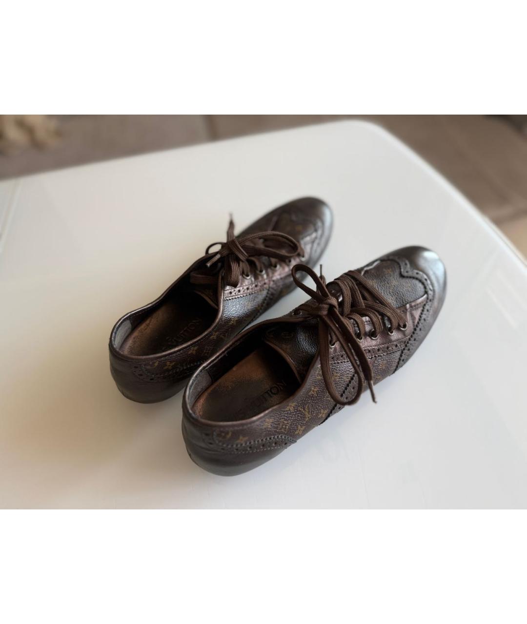 LOUIS VUITTON Коричневые кожаные кеды, фото 8