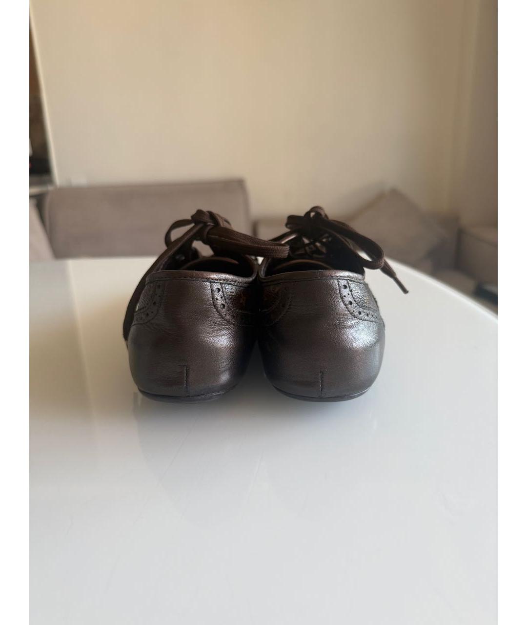 LOUIS VUITTON Коричневые кожаные кеды, фото 5