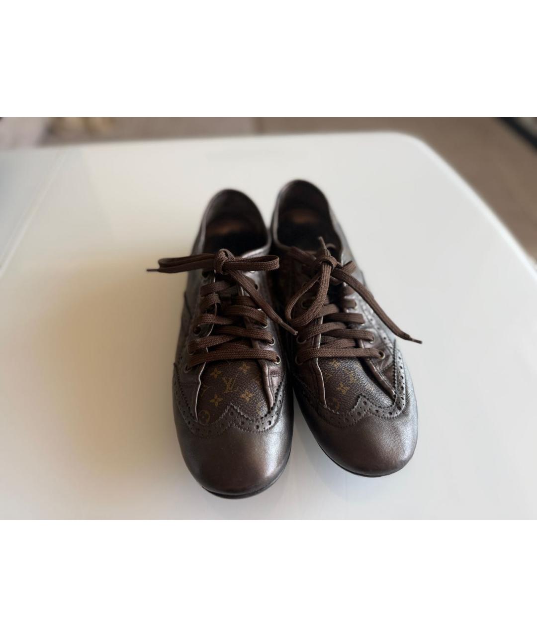 LOUIS VUITTON Коричневые кожаные кеды, фото 3