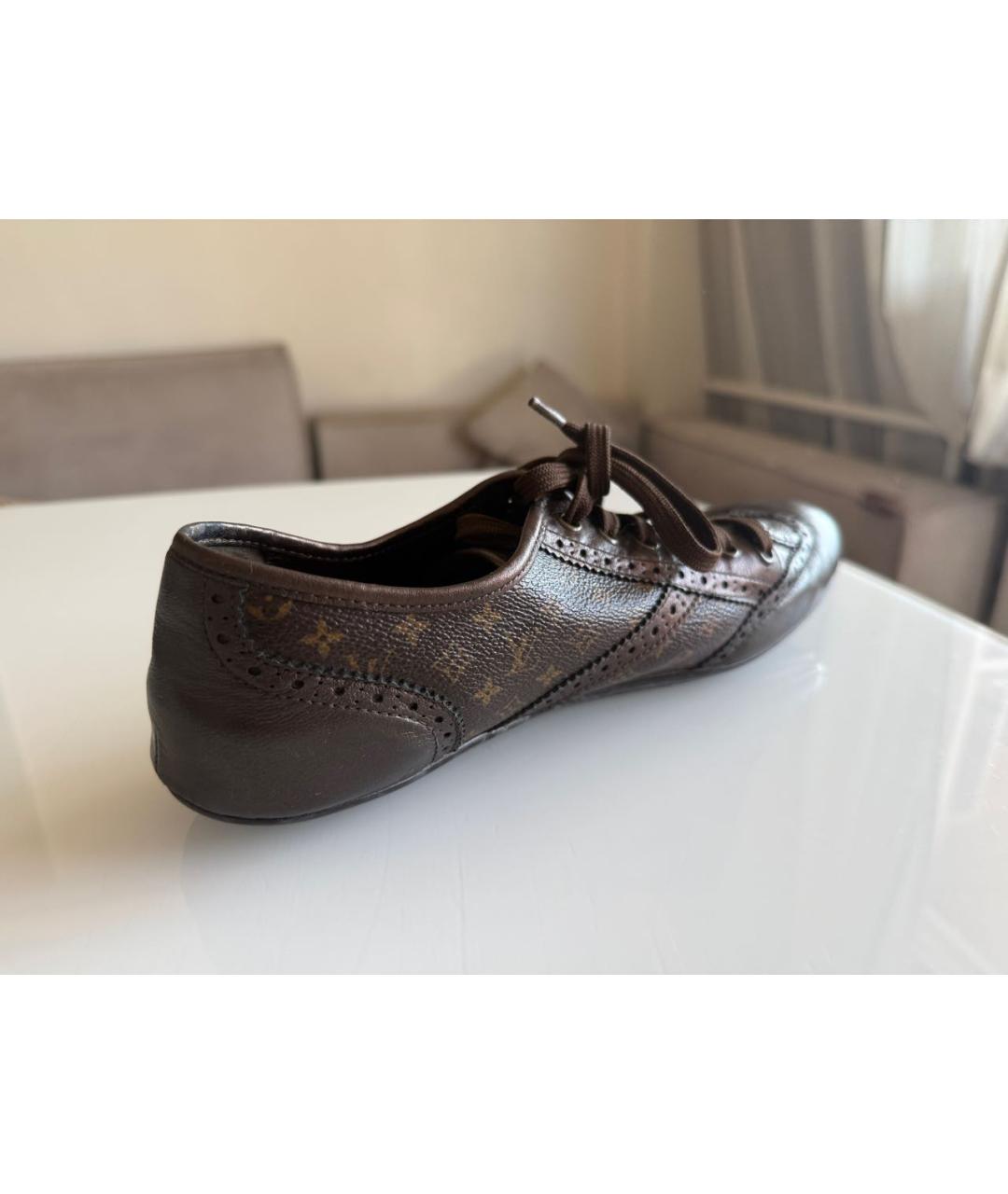 LOUIS VUITTON Коричневые кожаные кеды, фото 7