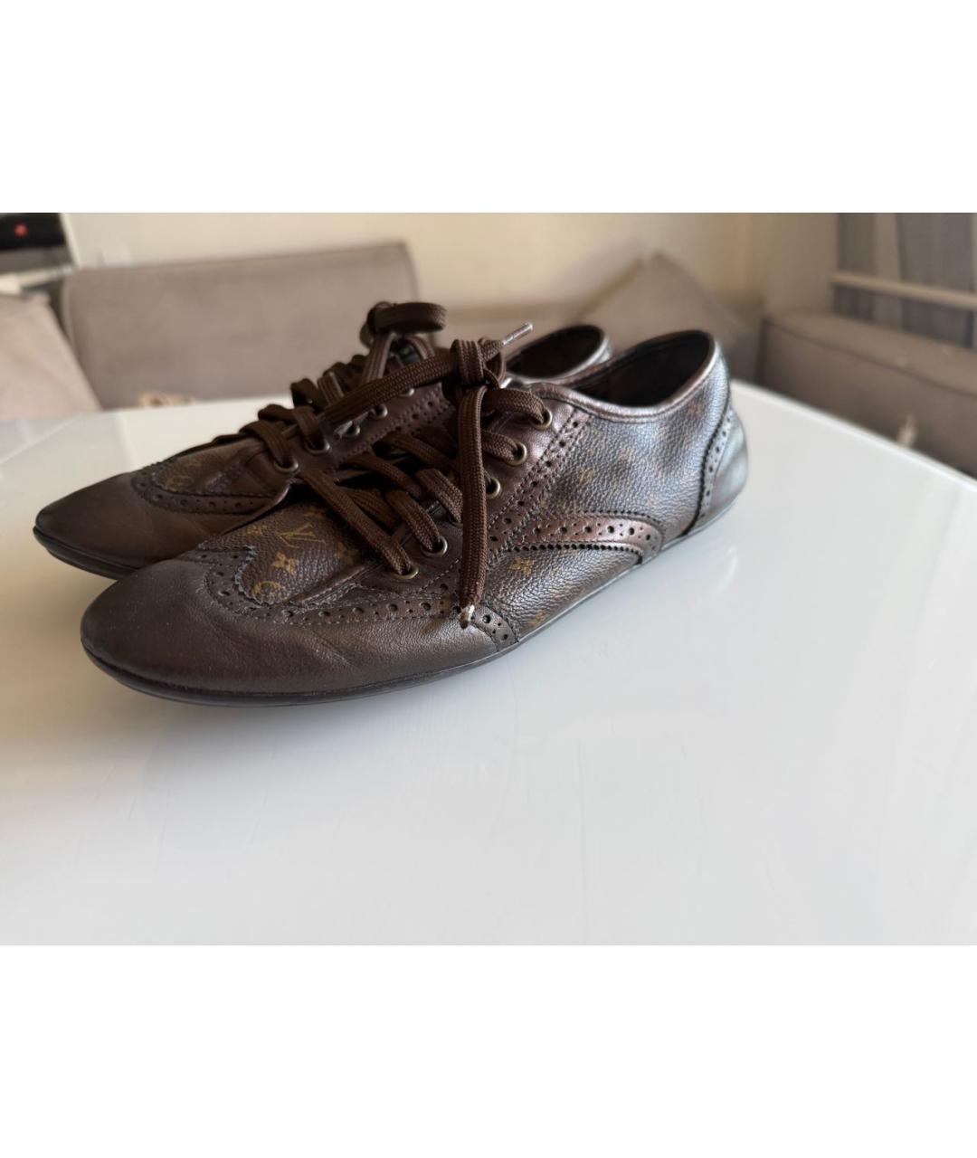 LOUIS VUITTON Коричневые кожаные кеды, фото 9