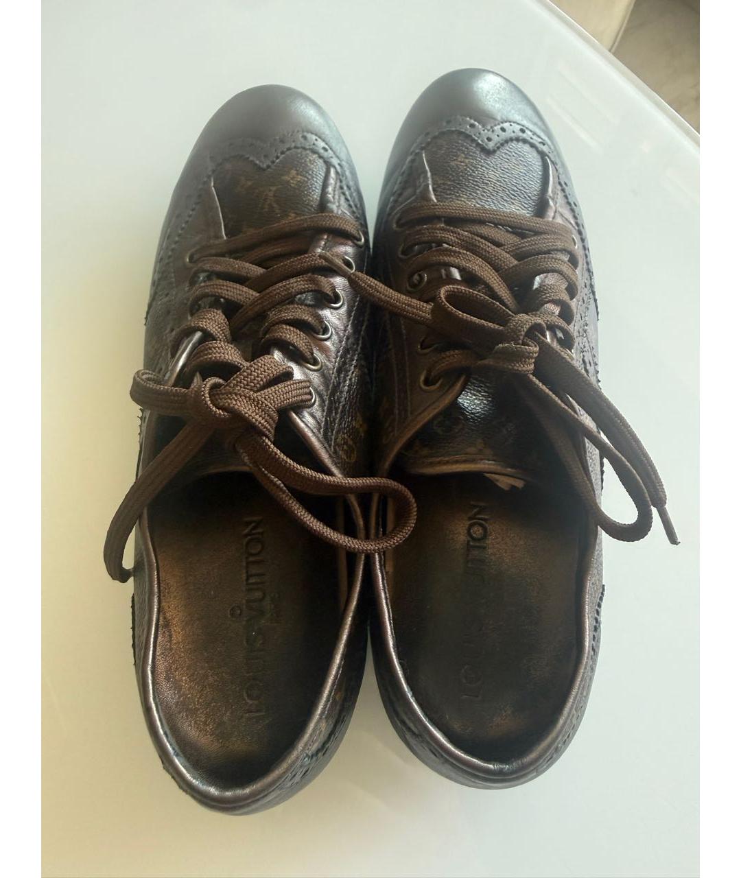 LOUIS VUITTON Коричневые кожаные кеды, фото 4