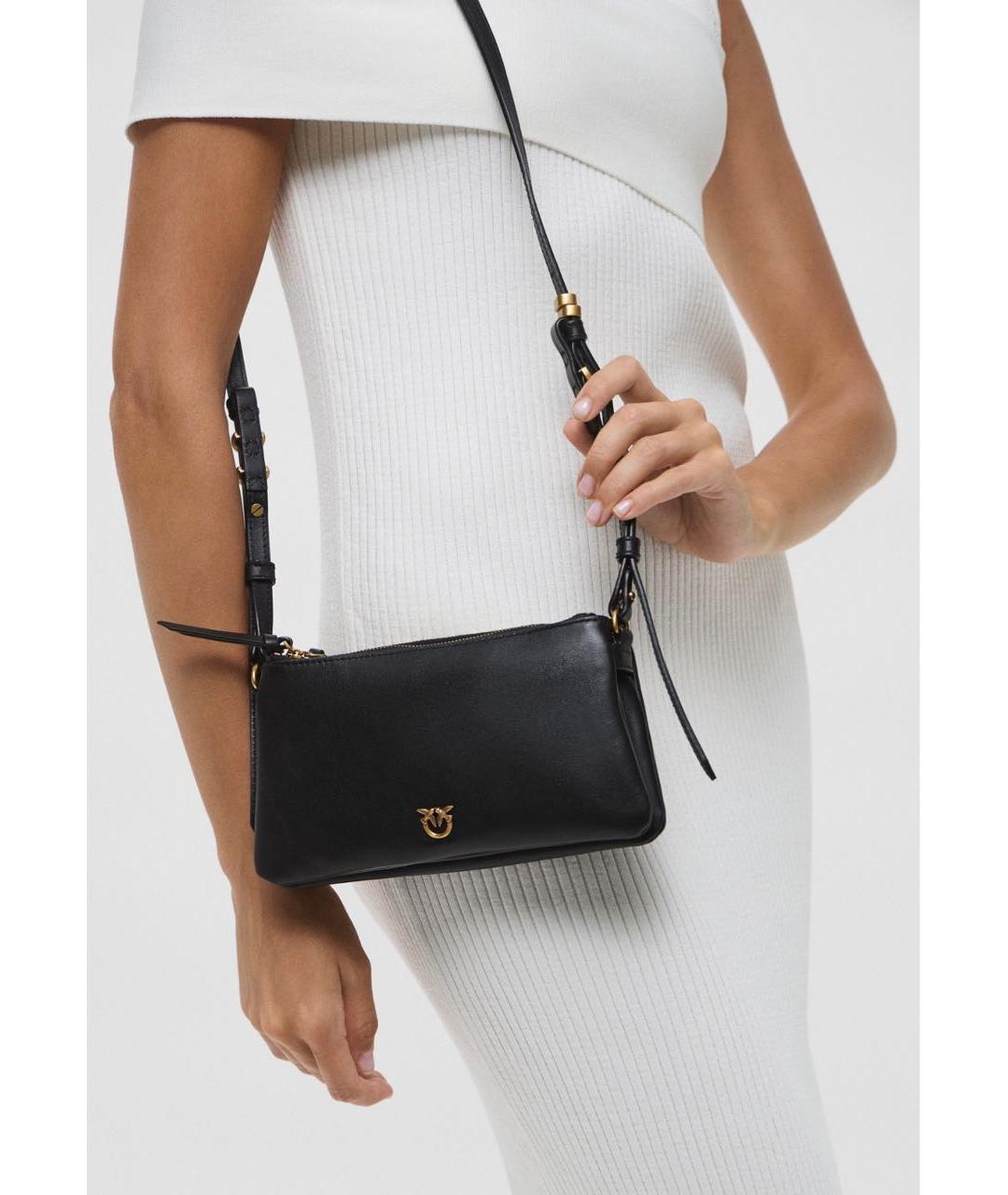 PINKO Черная кожаная сумка через плечо, фото 6
