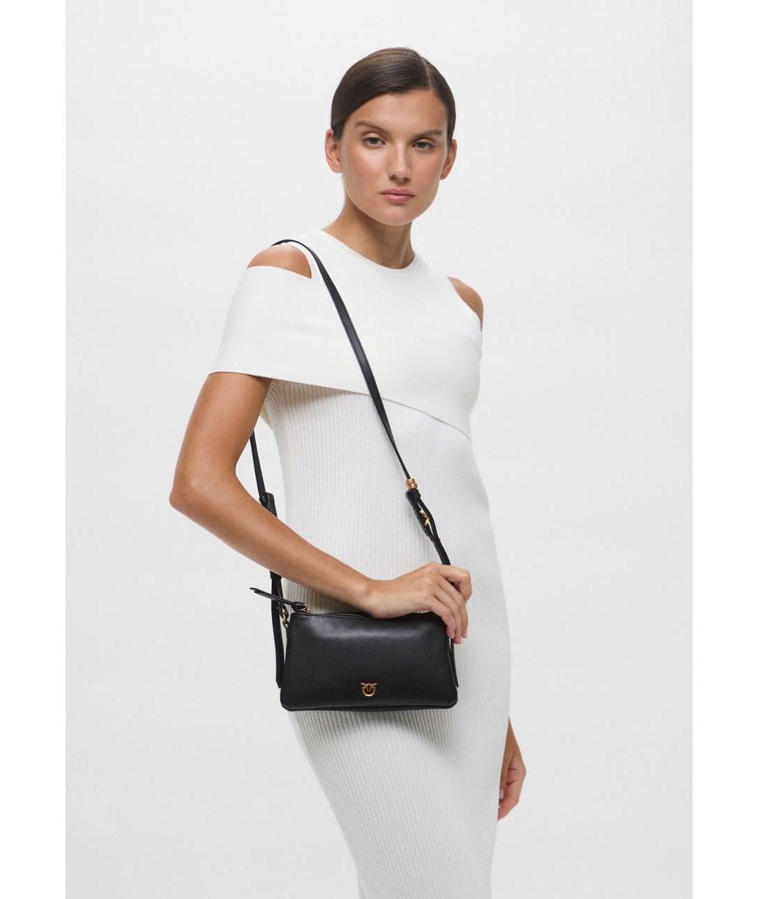 PINKO Черная кожаная сумка через плечо, фото 5