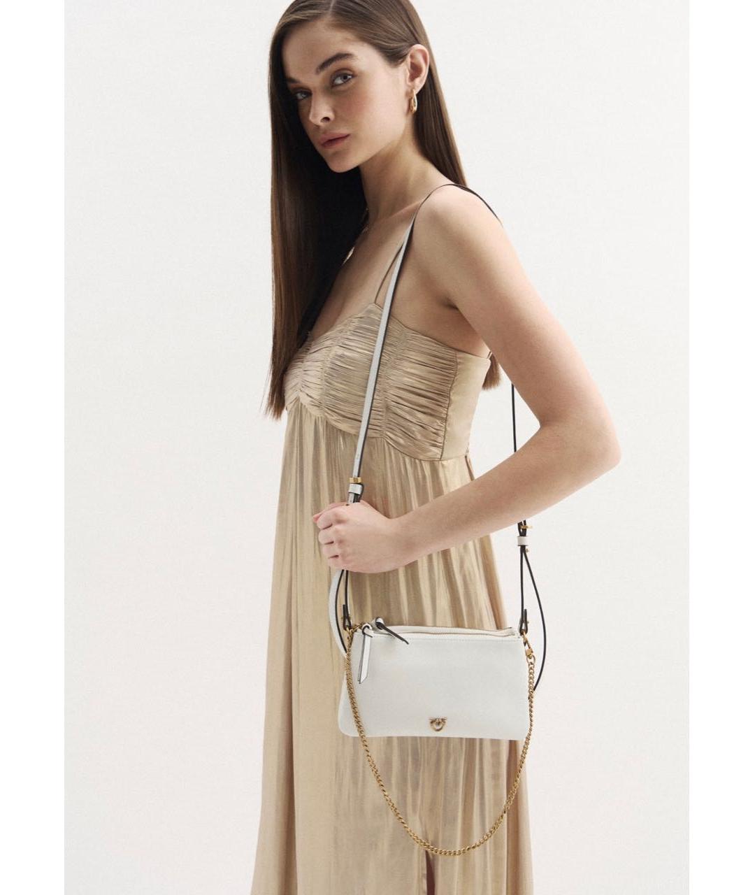 PINKO Белая кожаная сумка через плечо, фото 5