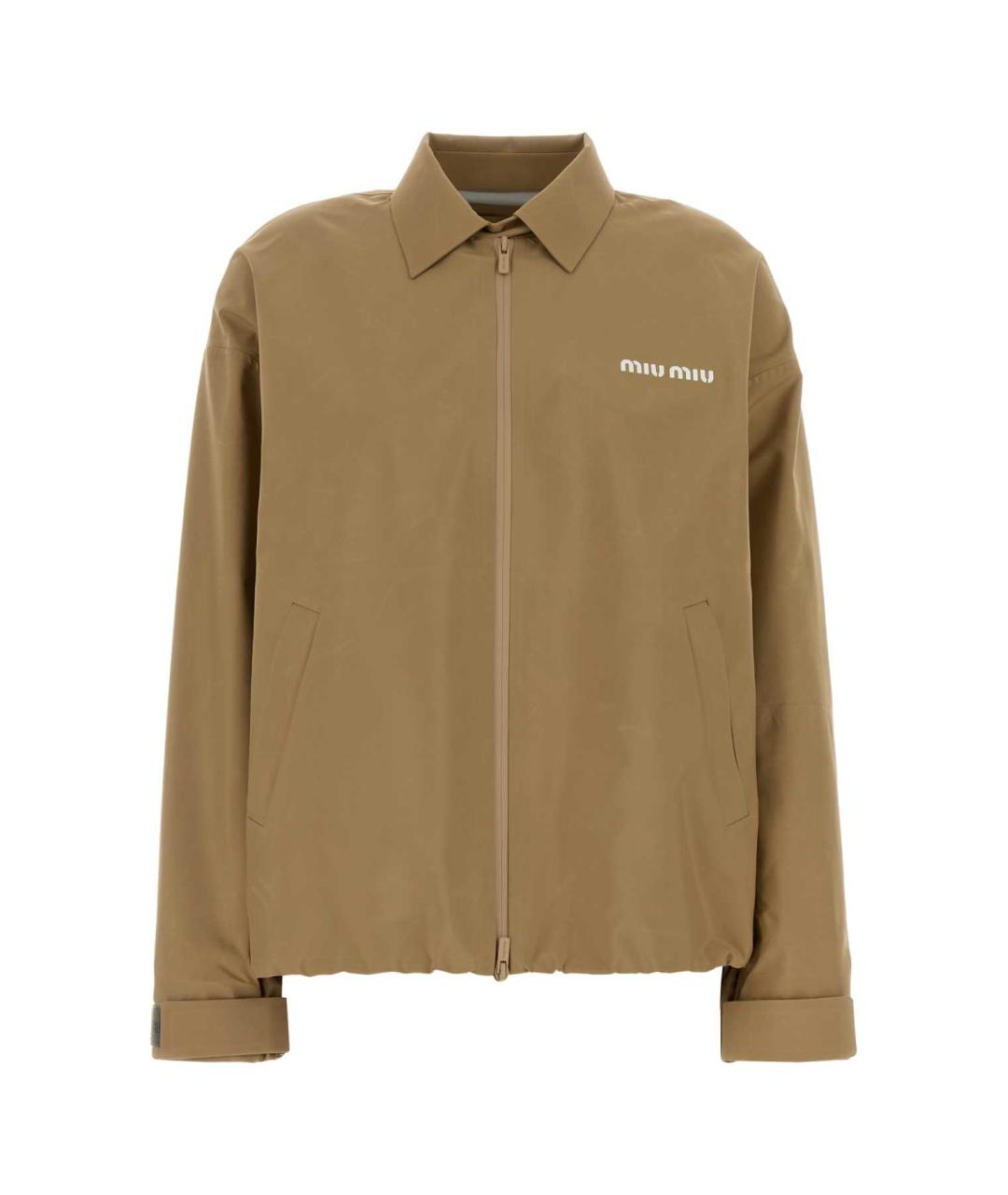 MIU MIU Бежевая полиэстеровая куртка, фото 1